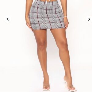Fashion Nova Gray Plaid Mini Skirt with Red Windowpane